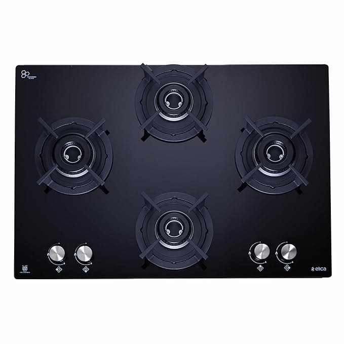 Elica 60cm 4 Burner Auto Ignition Hob-Top | RG FLEXI HCT 460 DX LOTUS BK | Italian Sabaf Valves & Burners