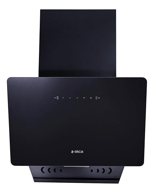 Elica 60cm 1200 m3/hr Vertical Filterless Autoclean Kitchen Chimney with Twin Suction Inlets (KITTY FL 600 HAC LTW MS NERO |Black| Touch+Motion Sensor)