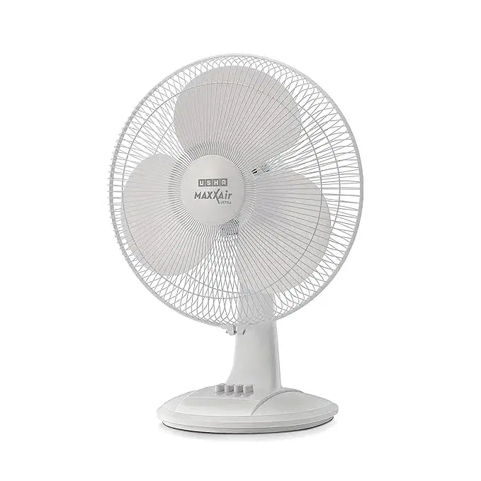 Usha Maxx Air Ultra Table Fan | 400MM Sweep Size | 1350 RPM | Aerodynamic Blade Design for High Air Delivery | Corrosion Protection with Plastic Blades