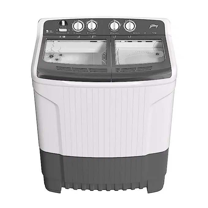 Godrej Edge 7.5 Kg 5 star Semi-Automatic Top Loading Washing Machine Appliance (WSEDGE 75 5.0 TB3 M STGR, Satin Grey, Toughened glass lids)