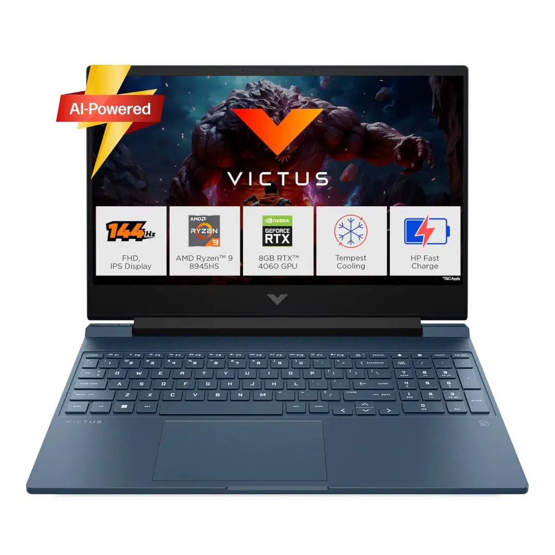 HP Victus AMD Ryzen 9 Octa Core 8945HS - (16 GB/1 TB SSD/Windows 11 Home/8 GB Graphics/NVIDIA GeForce RTX 4060) 15-fb3025AX Gaming Laptop (15.6 Inch, Performance Blue)