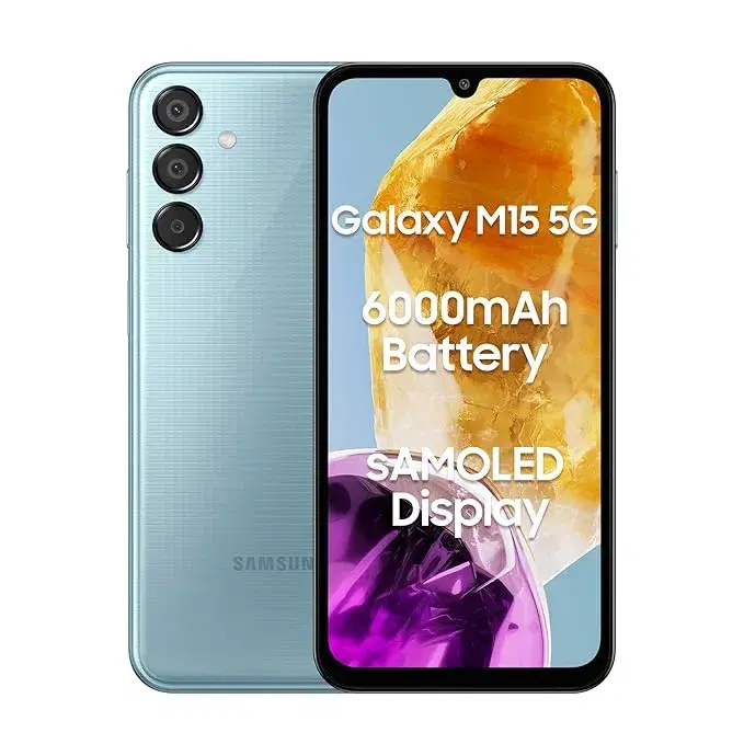 Samsung Galaxy M15 5G (Celestial Blue,4GB RAM,128GB Storage)| 50MP Triple Cam| 6000mAh Battery|MediaTek Dimensity 6100+| OS Upgrade Year