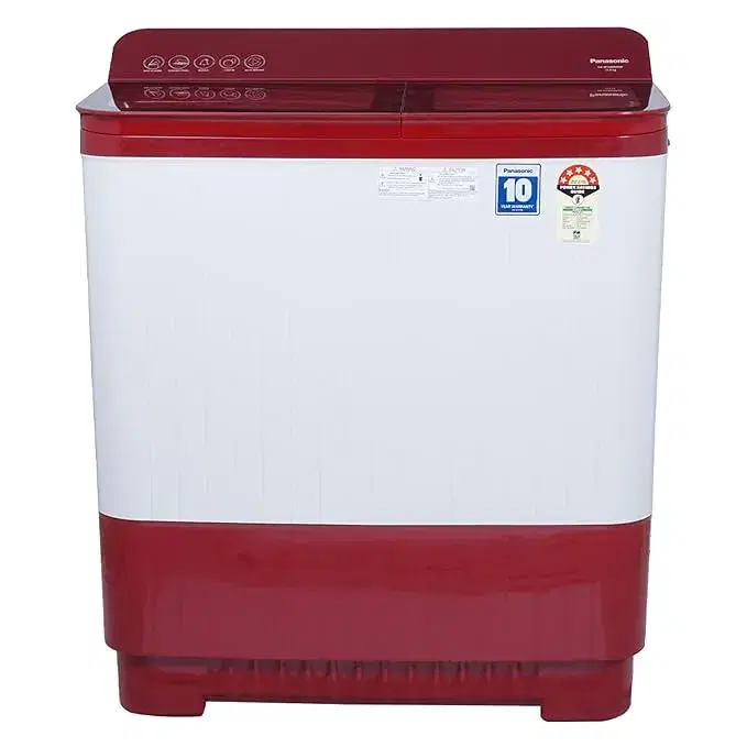 Panasonic 12 kg 5 Star Semi-Automatic Glass Lid Top Loading Washing Machine with Powerful Motor (NA-W120H6RRB, Red, Active Foam System)