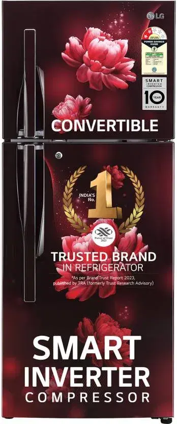 LG 240 L 2 Star Frost Free Double Door Refrigerator, Red Water Lily, GL-S292SRWY