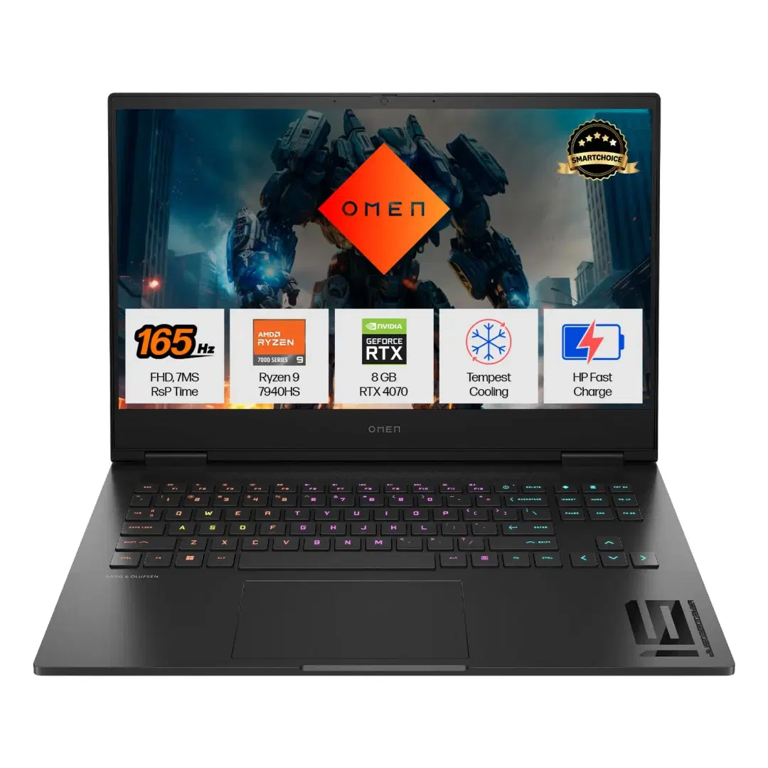 HP (Smartchoice Omen AMD Ryzen 7 7840Hs/16.1"(40.9cm) AI Gaming Laptop 7Ms Response Time(8gb RTX 4060/16GB DDR5/SSD,1TB) FHD,IPS,165Hz,300Nits(win11,Black,2.32kg),Xd0020Ax