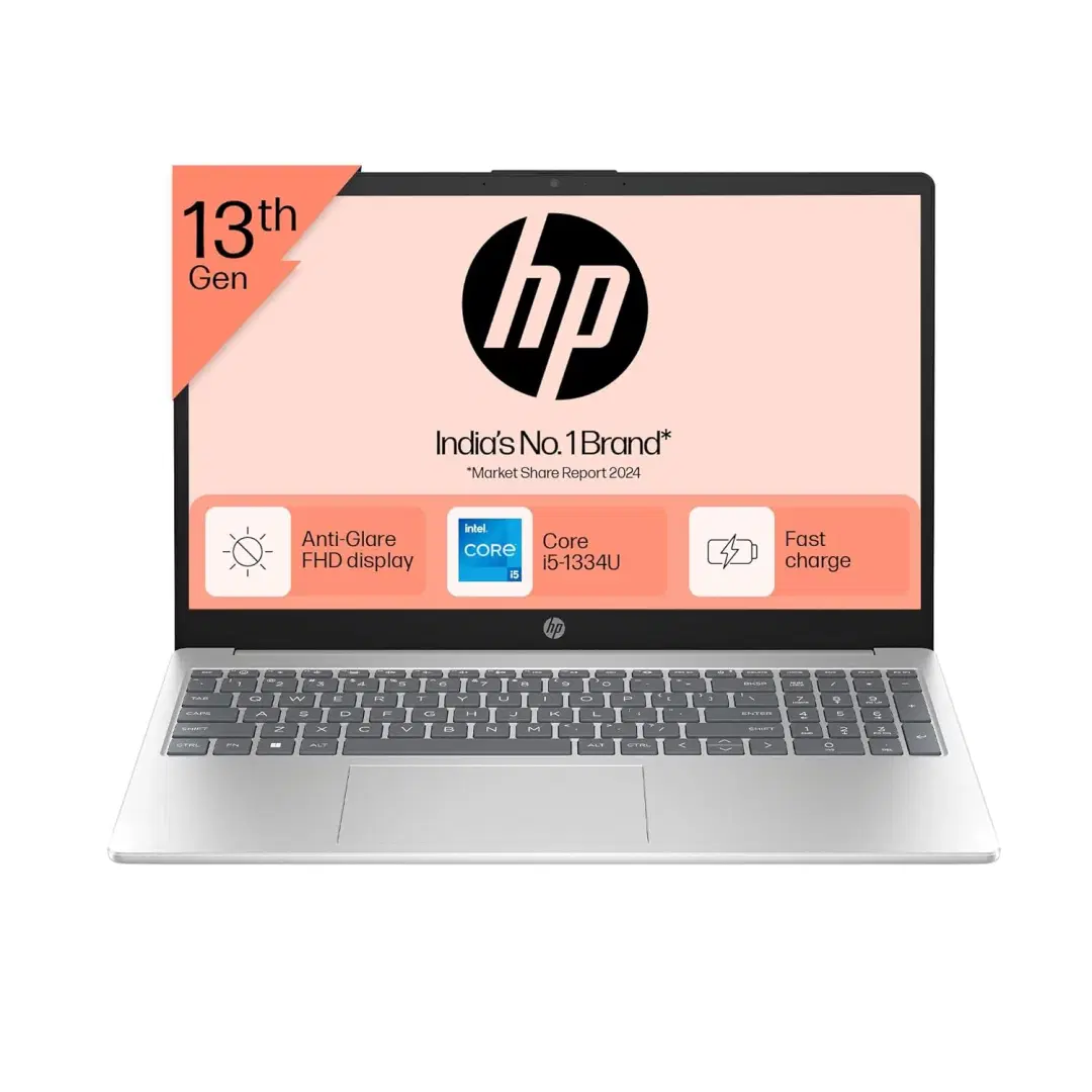 HP Intel Core i5 13th Gen 1334U - (8 GB/512 GB SSD/Windows 11 Home) 15-fd0220TU Thin and Light Laptop (15.6 Inch, Natural Silver, 1.6 kg, With MS Office)