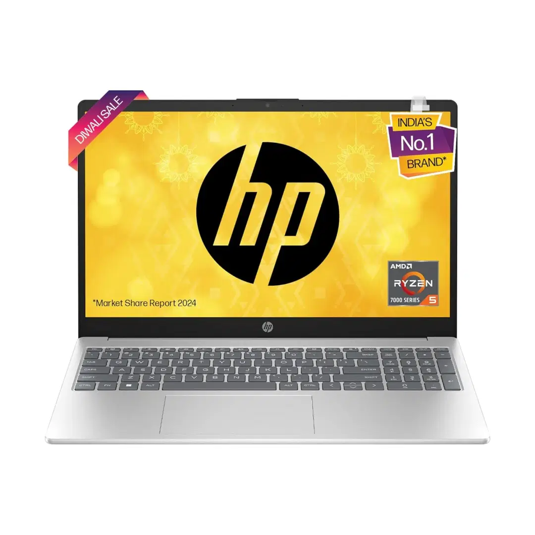 HP Laptop 15, Enhanced by AI, AMD Ryzen 5 7535HS, 15.6-inch (39.6cm), FHD, 8GB DDR5, 512GB SSD, AMD Radeon Graphics, 1080p FHD Camera w/Privacy Shutter, Backlit KB (Win 11, Silver, 1.59kg), 15-fc1004AU