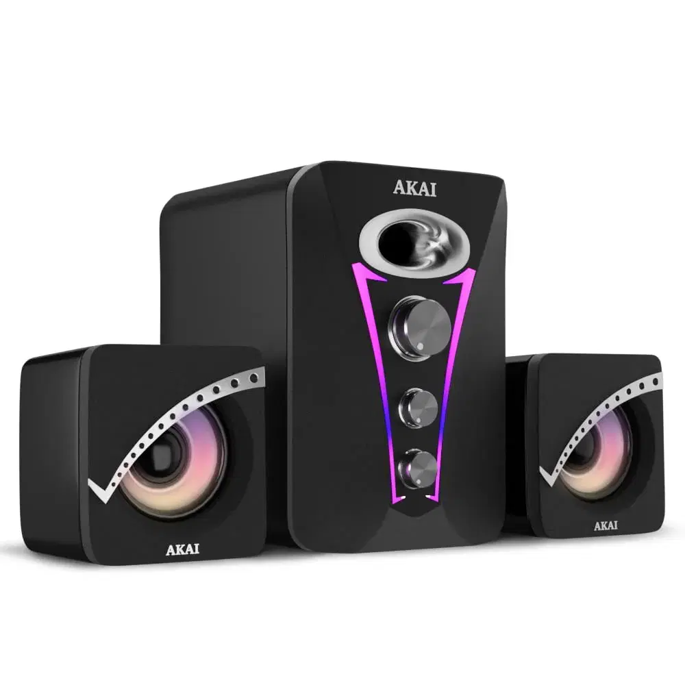 Akai Zest MS2222 2.1 Channel Wired Gaming, PC Speaker with Subwoofer, 22 W Laptop/Desktop Speaker (Black, 2.1 Channel)