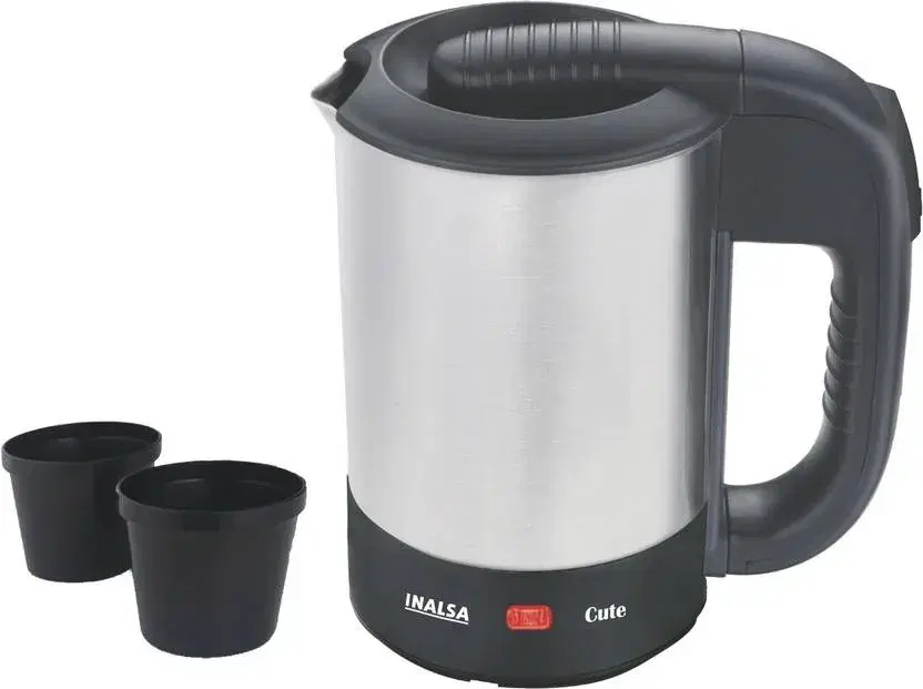 Inalsa Cute Electric Kettle (0.5 L, Silver, Black)