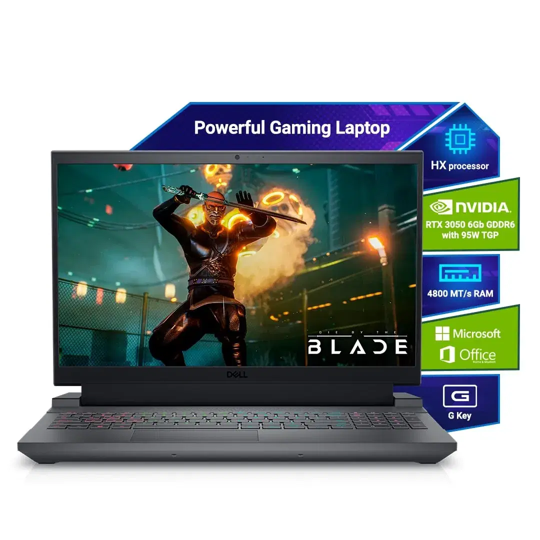 Dell G15 5530 (Intel i5-13450HX, 16GB RAM, 1TB SSD, 6GB NVIDIA RTX 3050 GDDR6 Graphics, 15.6″ 120Hz FHD Display, RGB Backlit Keyboard, Windows 11 Home With MS Office 2021, 2.65kg, Dark Shadow Grey)