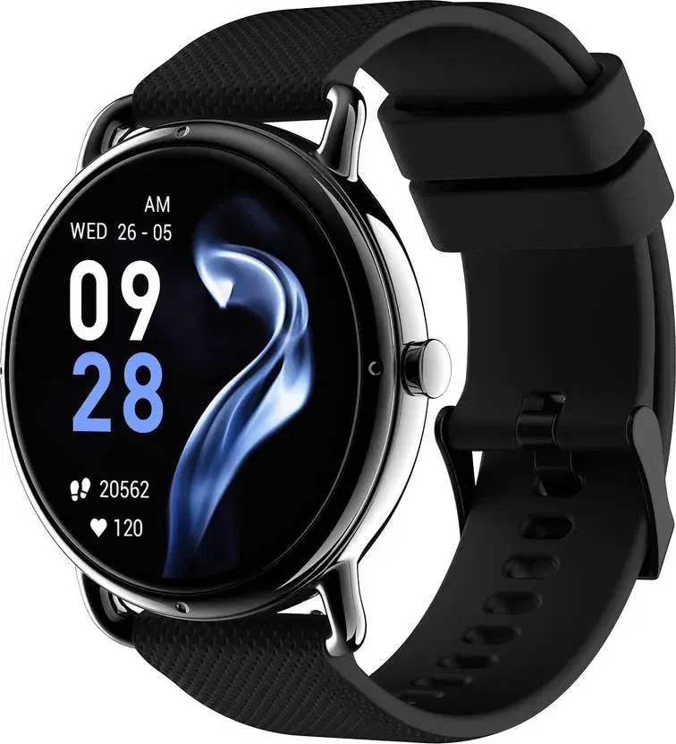 Noise Fit Buzz with 1.32inch HD Round Screen, Bluetooth calling and SPO2 Smartwatch (Black Strap, Regular)