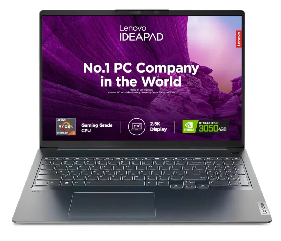 Lenovo IdeaPad Pro 5 AMD Ryzen 7 6800HS 16" (40.6cm) 2.5K IPS 350Nits 60Hz Laptop (16GB/512GB SSD/Win 11/Office 2021/Backlit KB/FHD Camera/Alexa) - 82SN00F0IN