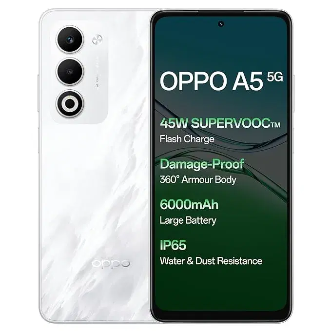 Oppo A5 5G (Mist White, 6GB RAM, 128GB Storage)