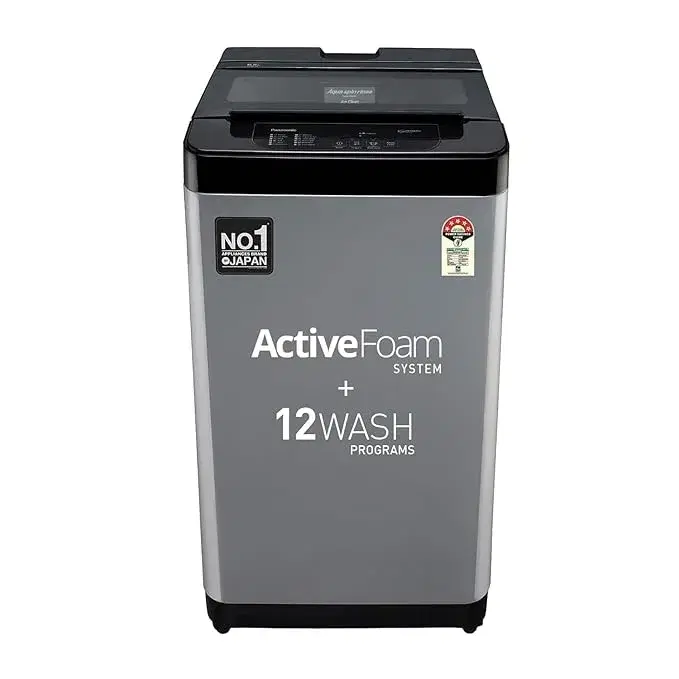 Panasonic 6.5 Kg 5 Star Fully-Automatic Top Load Washing Machine (2024 Model, NA-F65C2CRB, Charcoal Inox Grey, 12 Wash Program, Active Foam Wash Technology, Antibacterial Water Inlet)