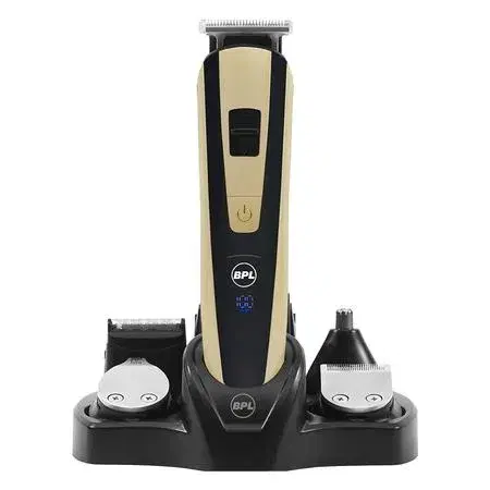 BPL Men's 10-in-1 Grooming Kit with Digital Battery Indicator, 70mins Cordless Usage, Fast Charging, 5-Heads & 5-Comb Length Adjustment, Detachable Heads for easy cleaning, 2 Years Warranty, Black and Light Gold (BBTD001GK)