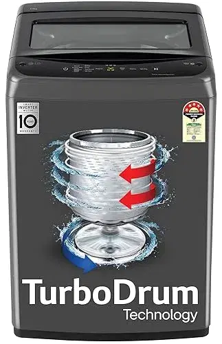 LG 8 kg 5 Star Inverter Fully Automatic Top Load Washing Machine (T80VBMB1Z, Smart Inverter Motor, Middle Black)