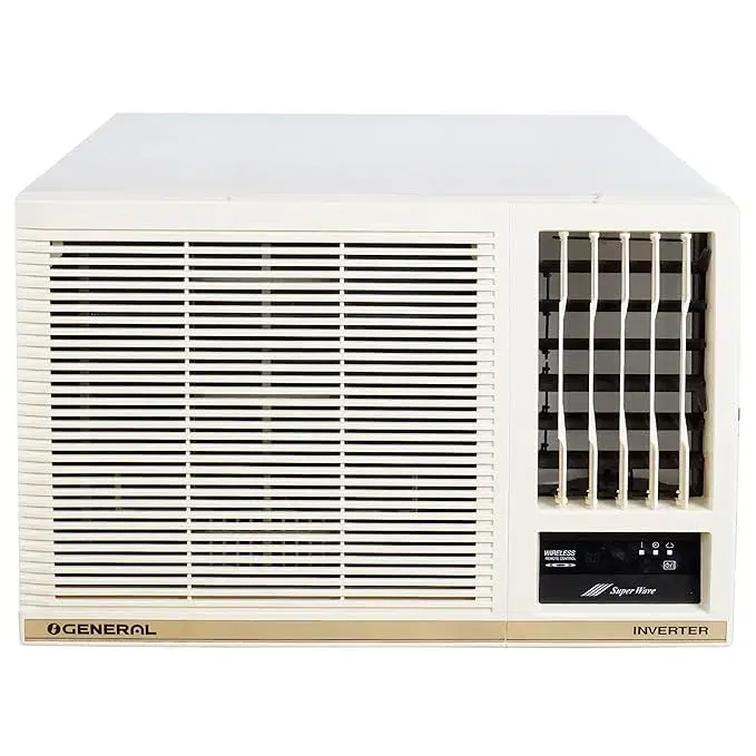 OGeneral Chaa Series 1.8 Ton 5 Star Inverter Window AC with Super Wave Technology,Anti Bacterial Filter (2023 Model Copper AXGB22CHAA-B, White)