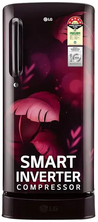 LG 185 L, 5 Star, Smart Inverter, Direct Cool Single Door Refrigerator (GL-D201APIU, Purple ILAN, Moist N Fresh, Auto Smart Connect & Base Stand Drawer)