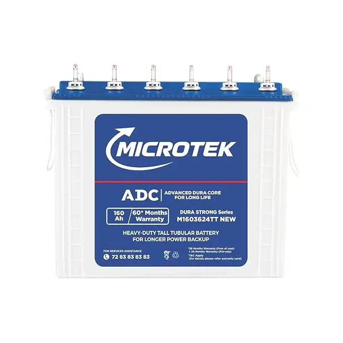 Microtek Dura Strong M1603624TT | 160Ah Tall Tubular Inverter Battery with Advanced Dura Core Technology for Longer Battery Life with 60 Months of Warranty Suitable for Home, Office & Shops