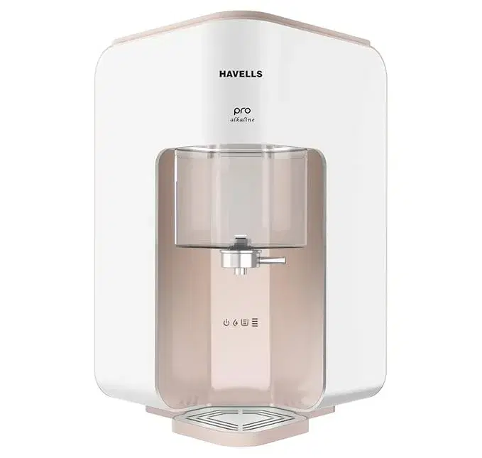 Havells Pro Alkaline Water Purifier (White & Beige), RO+UV+Alkaline, Filter Life Alert, Copper+Zinc+Minerals, 6 Stage Purification, 7L Tank, Suitable for Borewell, Tanker & Municipal Water
