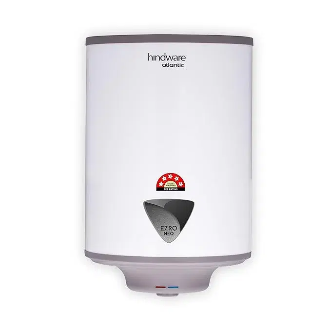 Hindware Smart Appliances Ezro Neo 25L Storage Water Heater With Glass-Lined Tank, 5-Star Rating And Temperature Control Knob (White and Grey)