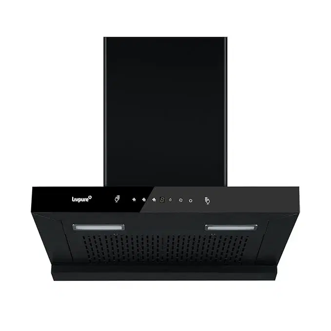 Livpure Ether 75 1350 m3/hr T Shape | Filterless Autoclean Kitchen Chimney |10 Yr Warranty On Motor, 2 Yr Comprehensive |Touch & Gesture Control, Black
