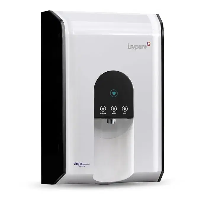 LIVPURE LIV-ZINGER-HOT-HR 6.5 L RO + UV + UF + Minerals + Copper Water Purifier 7 STAGE ADVANCED PURIFICATION WITH HR TECHNOLOGY & TOUCH DISPLAY | INSTANT HOT, WARM AND AMBIENTWATER (White)