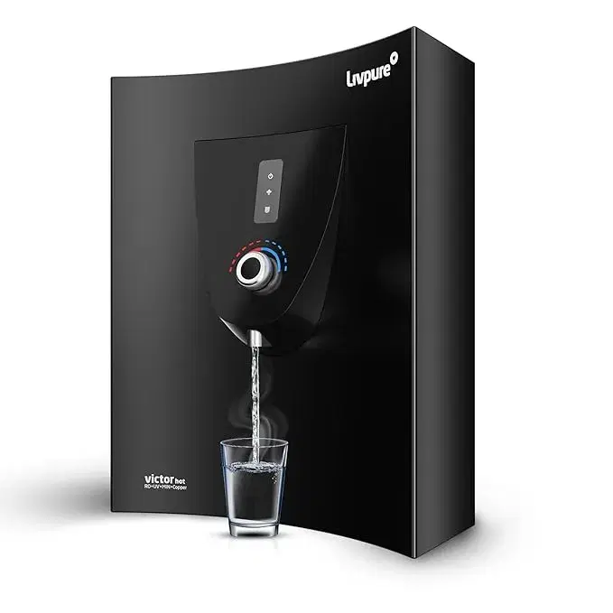 Livpure Victor Instant Hot & Ambient Water Purifier With High Recovery Technology | 8 Stage Advance Purification System RO+UV+Copper+Min|Suitable For Borewell, Tanker and Municipal Water- 6L (Black)