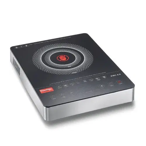 Prestige PIRC 2.0 2000 Watts Infrared Dual Heating Zone Cooktop |High Voltage Surge Protection| Dual Heat Mode| Radiant Heating Technology| Feather Touch Buttons| Stainless Steel Body| Black & Silver