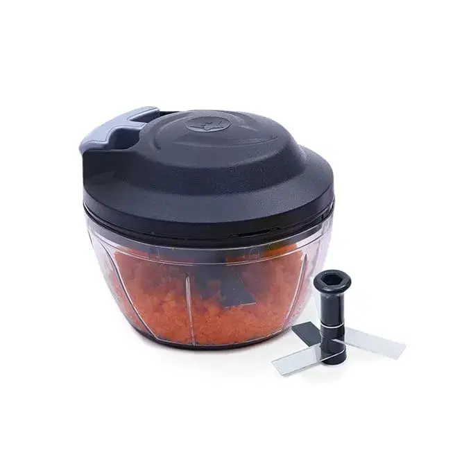 Wonderchef Tivoli String Chopper with 3 Sharp Stainless Steel Blades 450 ml, Anti Slip Silicone, Compact, Air tight lid, 1 Year Warranty