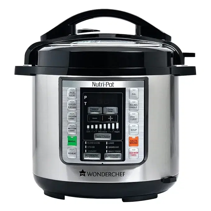 Wonderchef Nutri-Pot Electric Pressure Cooker with 7-in-1 Functions|18 pre-set functions|Pressure Cooking, Saute/Pan Frying, Slow Cooking, R-41236756 |6L capacity
