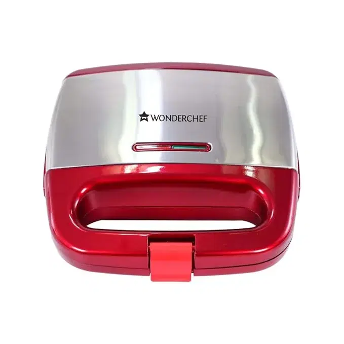 Wonderchef Crimson Edge Non-Stick Electric Griller, Sandwich Maker, Toaster |750 Watt| Auto Temp Control, LED Indicator| Non-Stick Coated Plates, Cool Touch Handle, Buckle Clip Lock| 2 Year Warranty