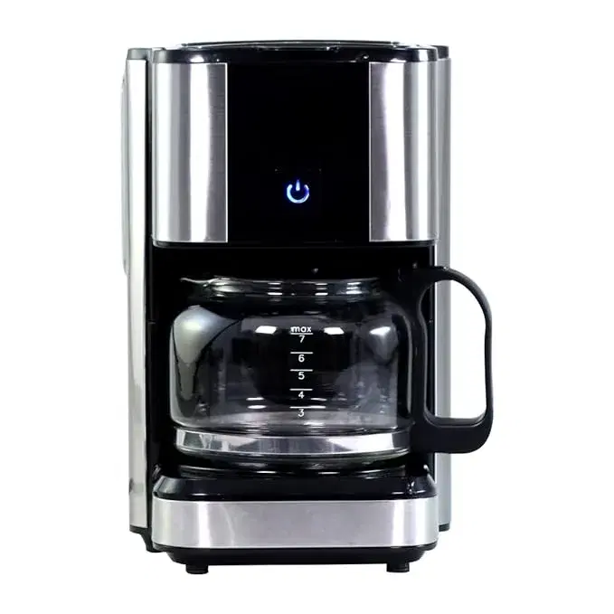 Wonderchef Regalia Brew Coffee Maker 550 W|Stainless Steel Body|700ml Borosilicate Glass Carafe|3-in-1 Filter Coffee, Espresso, Cappuccino|7 Cups Coffee|Black & Silver|2 Year Warranty