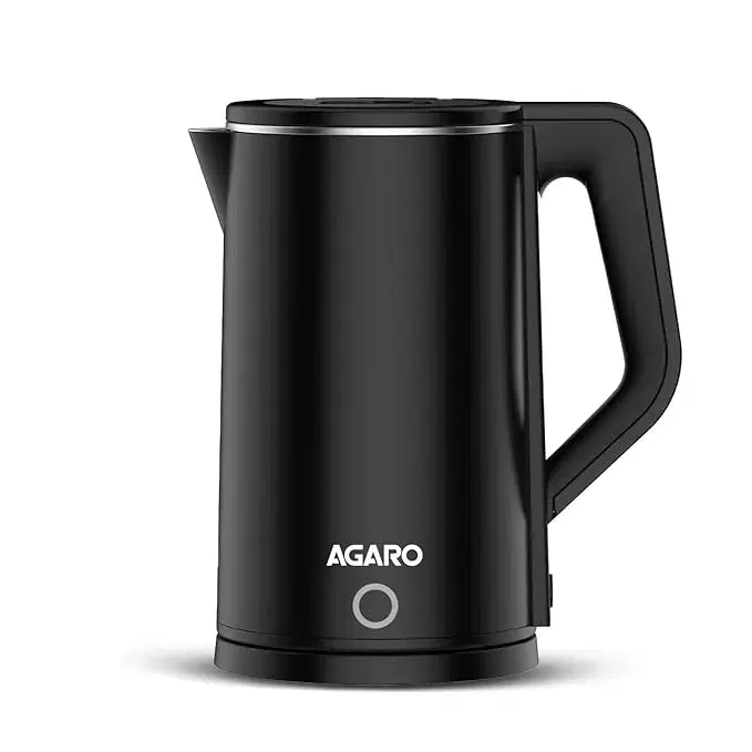 Agaro Elegant Electric Kettle, 1.8L, Double Layered Stainless Steel Inner Body, Quick Boil, Water Boiler, Hot Water Kettle, For Making Black Tea & Black Coffee, Auto Shut Off