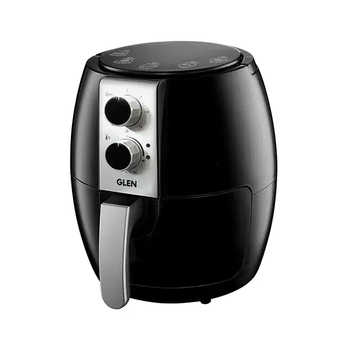 Glen Electric Rapid Fryer, 3.8 Litre Air Fryer 1350W with Temperature Control, Removable Frying Basket, Vapour Steam, 30-Minute Timer, Fry, Grill, Roast & Bake with Less Oil, Medium - Black (3049BL)