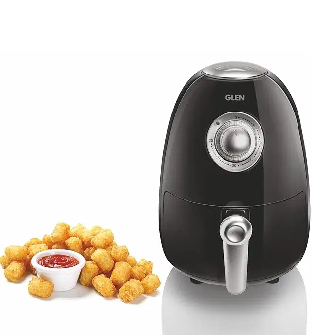 Glen Electric Air Fryer 2 Litres, 800W, Preset Temperature Control -Black & Silver (3045), 2 Years Warranty