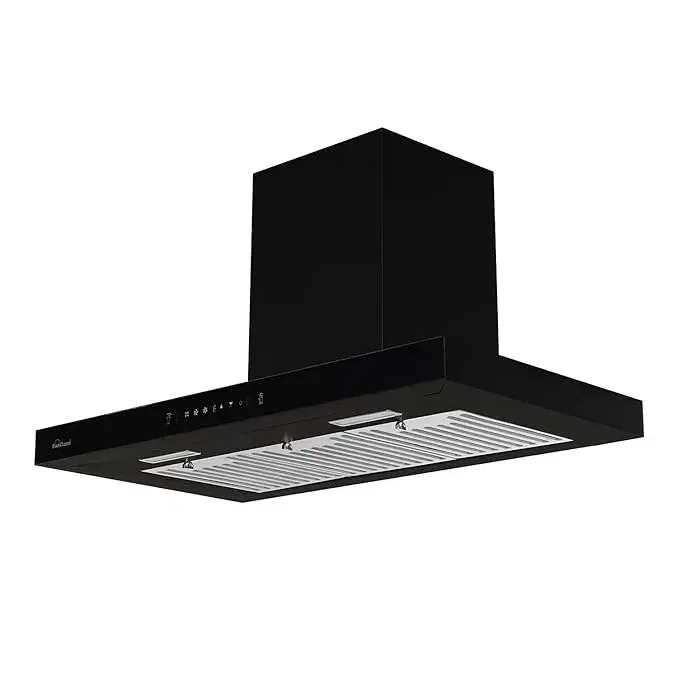 Sunflame LARA 90 Gesture Control Auto Clean Auto Clean Wall Mounted Black/Stainless Steel 1250 CMH Chimney