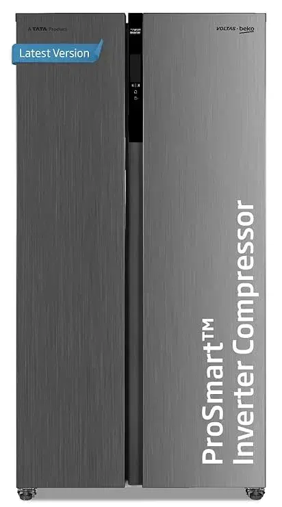 Voltas Beko, A Tata Product 472 L Side by Side Frost Free Refrigerator with ProSmart Inverter Compressor (RSB495/FPV300RXID, INOX steel, Electronic Temperature Control and Display)