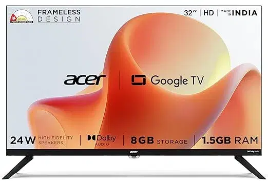 Acer G plus Series 80.01 cm (32 inch) HD Ready LED Smart Google TV with (black) 2024 Model (AR32HDGGR2841AD)