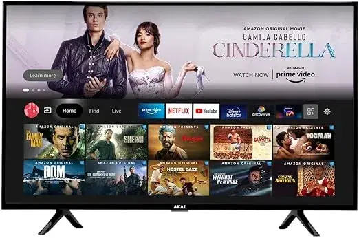 Akai 43Inch Smart TV with Frameless Design, with 20 Watts Sound Output, Black, AKLT43S-FL1YP
