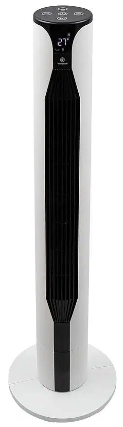 Westinghouse 42″ Slim & Quiet Bladeless Tower Fan with Remote Control | Touch & LED Display | 3 Speeds + 3 Modes (Normal/Natural/Sleep) | 70° Oscillation + 12-Hour Timer | WSFTYFE4208