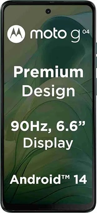 Motorola G04 4G (Sea Green, 4GB RAM, 64GB Storage) | up to 8GB with RAM Boost | 6.6" Punch Hole Display | 16MP Rear Camera | 5MP Front Camera | IP 52 Water-Repellent Design | 5000 mAh |Android 14