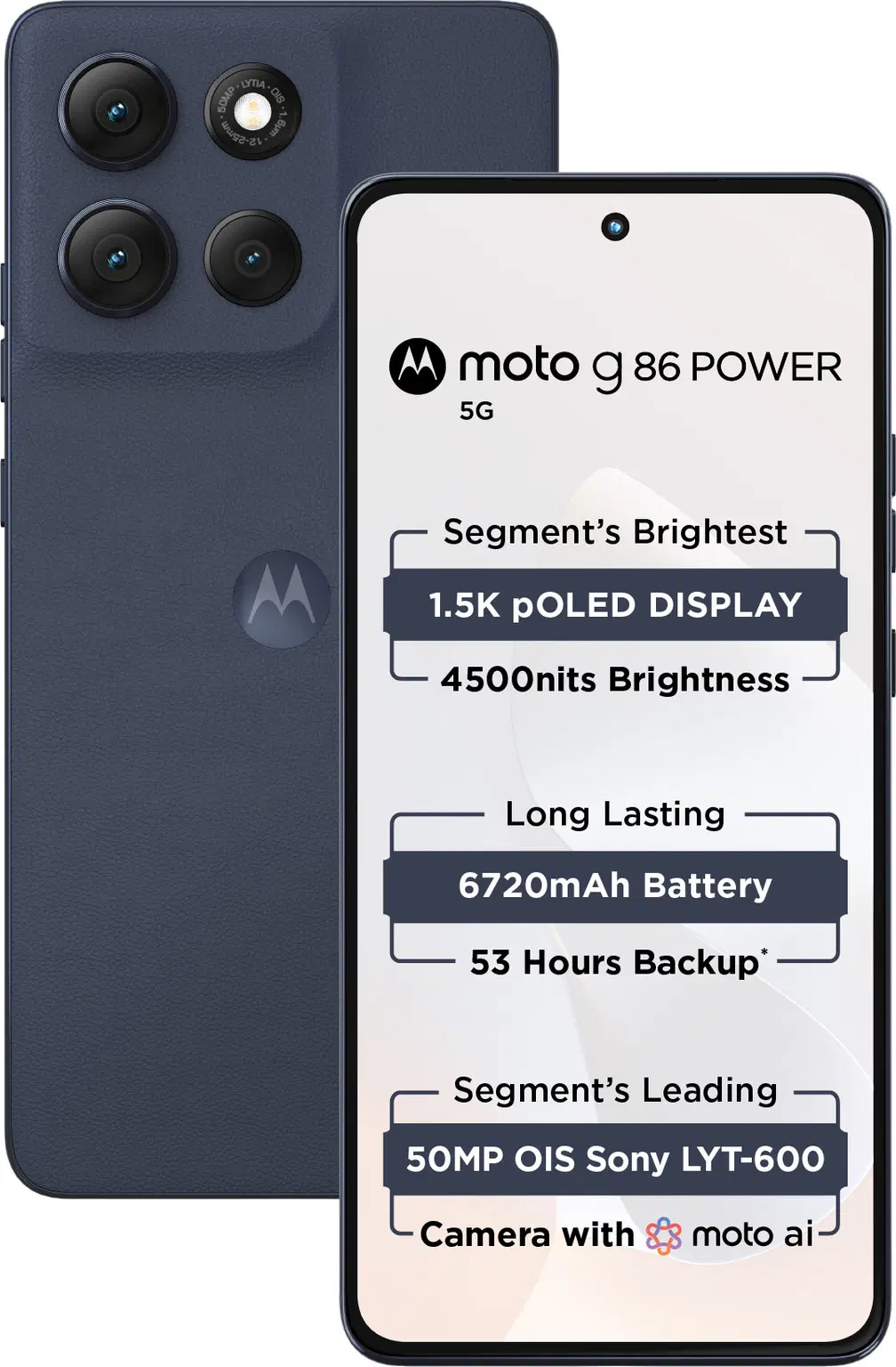 Motorola g86 Power 5G (Pantone Spellbound, 8GB RAM, 128GB Storage) | 6.7" 1.5K pOLED Display | 50MP Sony OIS Camera | 6720mAh Battery | TurboPower 33W Charging | Dimensity 7400 Processor