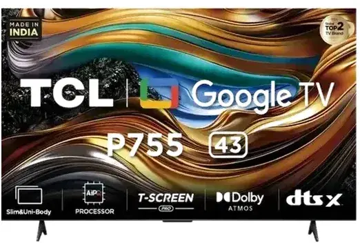 TCL 108 Cm (43 Inches) Ultra HD (4K) Smart LED TV, 43P755