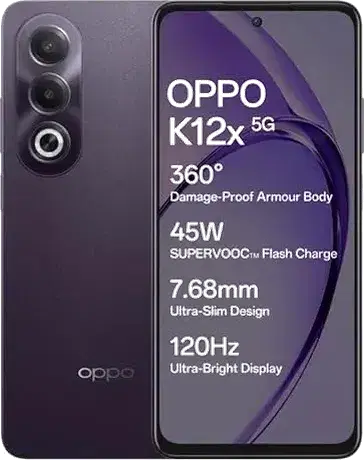 Oppo K12x 5G with 45W Supervooc Charger In-The-Box (Midnight Violet, 128 GB) (6 GB RAM)