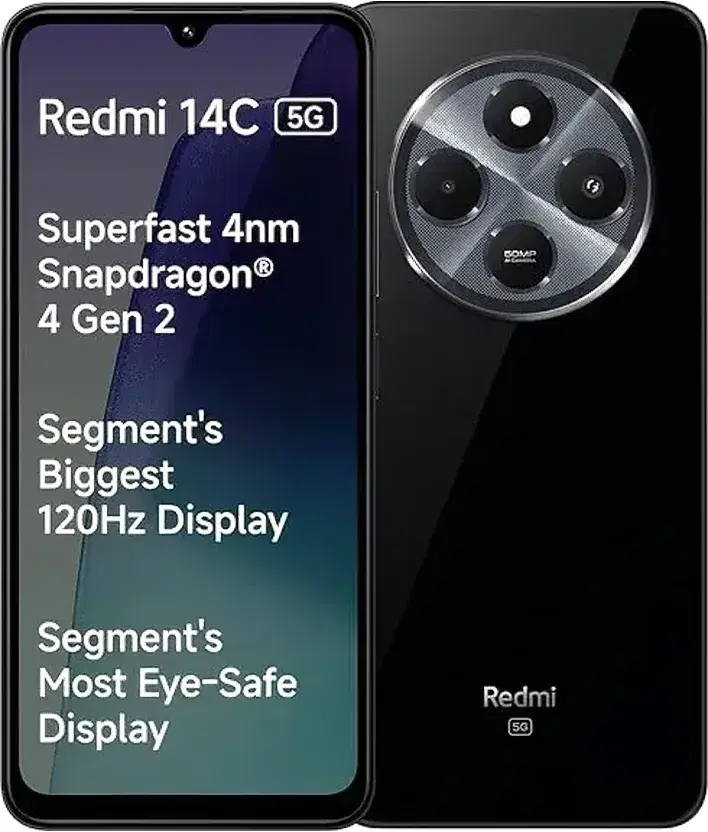 Redmi 14C 5G (Stargaze Black, 6GB RAM, 128GB Storage) | Superfast 4nm Snapdragon 4 Gen 2 | 120Hz 17.47cm (6.88”) Display | 5160mAh Battery | 50MP Dual Camera | Premium Starlight Design