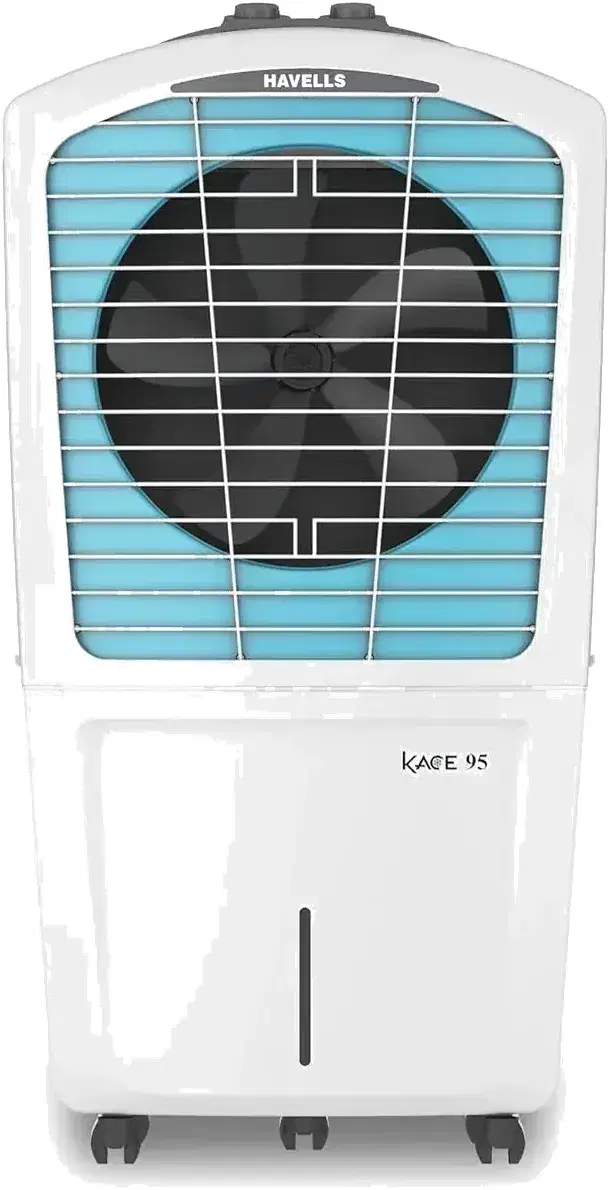 Havells Kace 95L Desert Air Cooler for home | Powerful Air Delivery (White/Blue)
