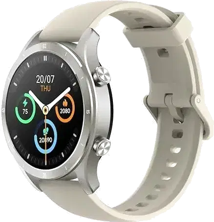 Realme TechLife Watch R100 Bluetooth Calling Metallic Dial Smartwatch (Grey Strap, Free Size) RMW2106