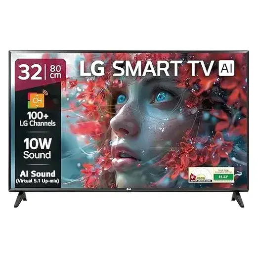 LG LR570 80 cm (32 inch) HD Ready LED Smart WebOS TV 2025 Edition with Alpha5 Gen 6 AI Processor | 100+ Free LG Channels | AI Brightness Control | AI Sound (Virtual Surround 5.1 Up-mix) | FTA Satellite Port | Magic Remote Compatible | 60Hz Refresh Rate | Alexa Built In | Works with Hey Google (32LR570B6LA)
