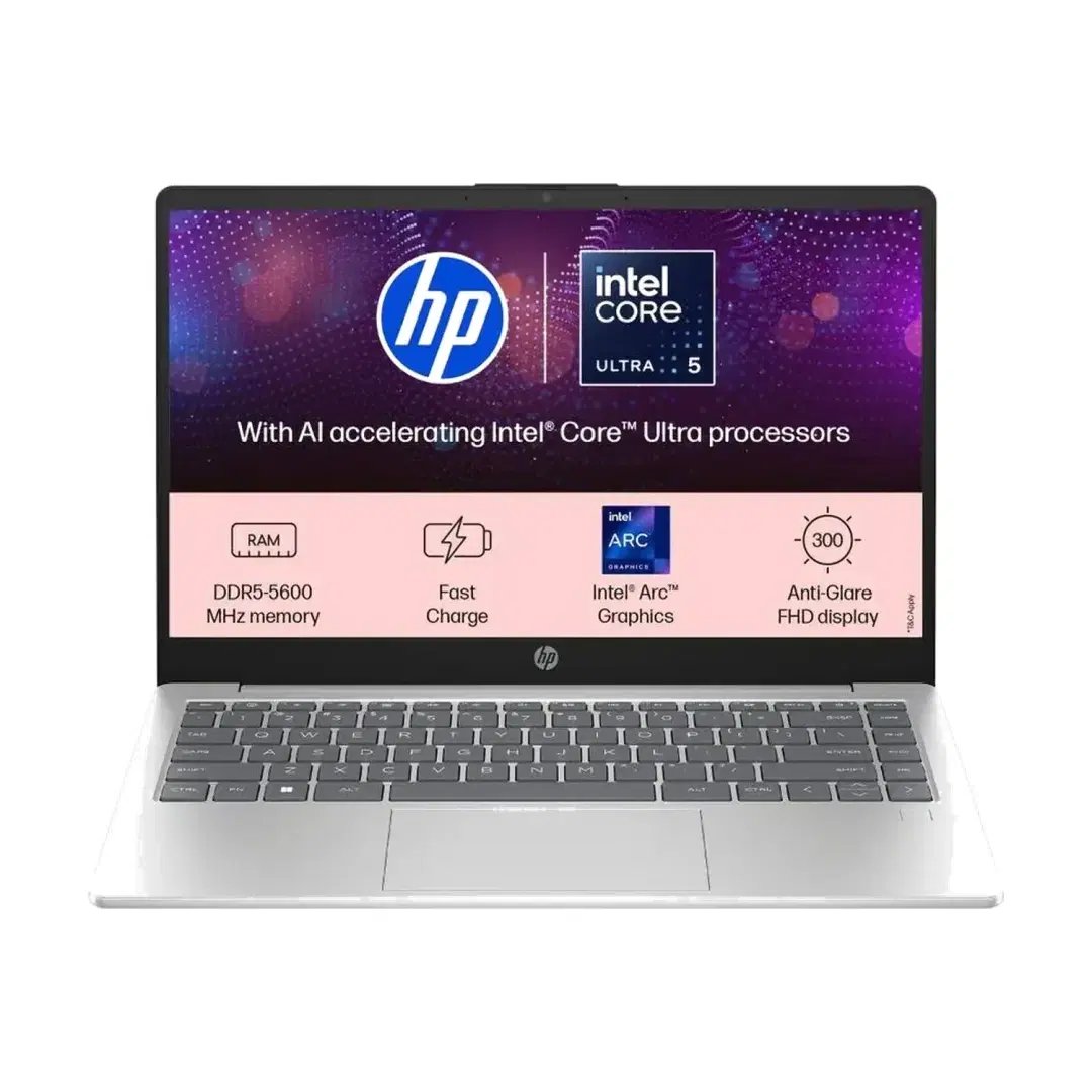 HP AI PC Intel Core Ultra 5 125H - (16 GB/512 GB SSD/Windows 11 Home) 14-gr1022TU Thin and Light Laptop (14 Inch, Natural Silver Aluminum, 1.4 Kg, With MS Office)